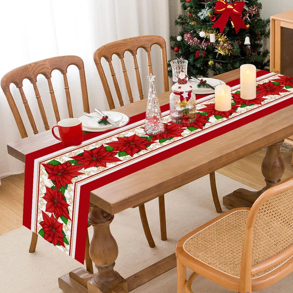 Red Christmas Table Runner – 180 × 35cm