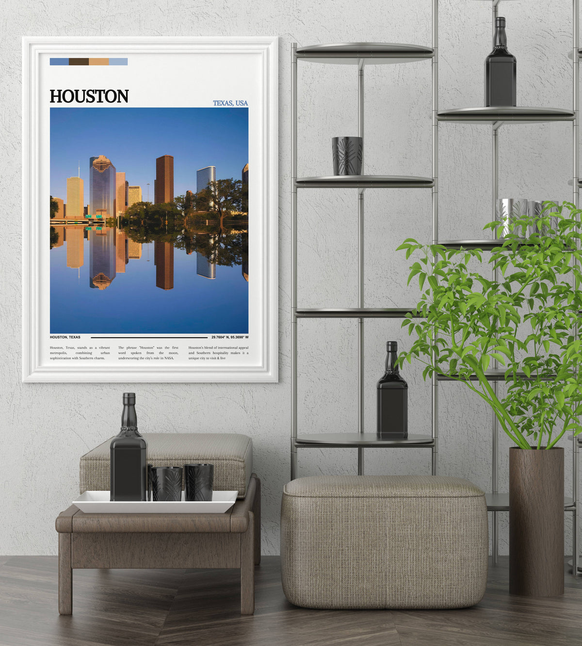 Houston Skyline Poster - Texas Art Print - Housewarming Gift - USA Art - Housewarming Gifts