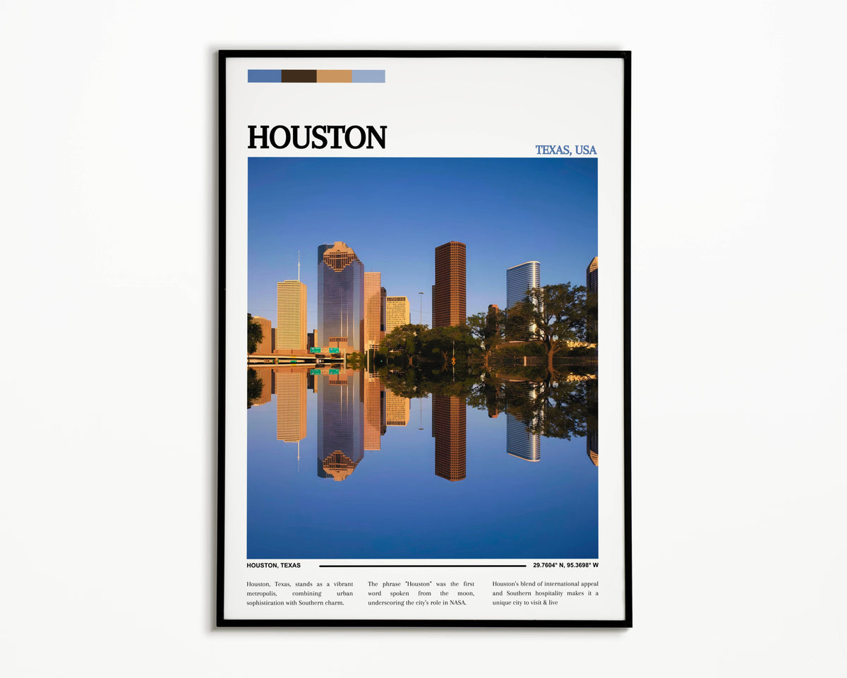 Houston Skyline Poster - Texas Art Print - Housewarming Gift - USA Art - Housewarming Gifts
