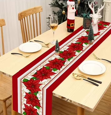 Red Christmas Table Runner – 180 × 35cm