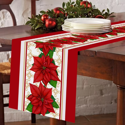 Red Christmas Table Runner – 180 × 35cm
