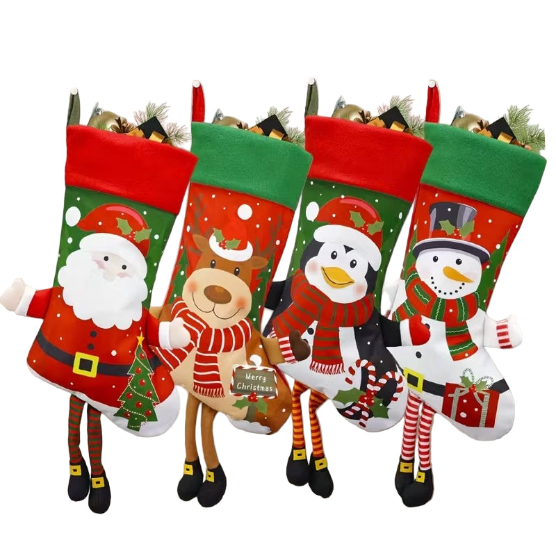 Christmas Stocking Set of 4 – Santa, Snowman, Reindeer & Penguin