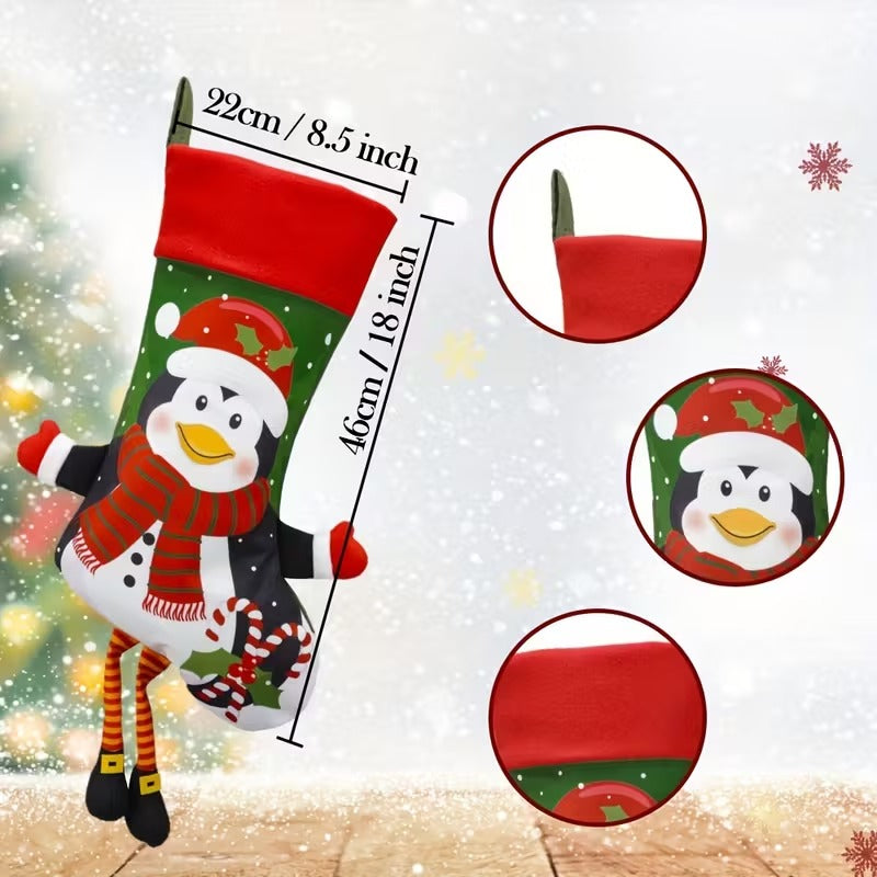 Christmas Stocking Set of 4 – Santa, Snowman, Reindeer & Penguin