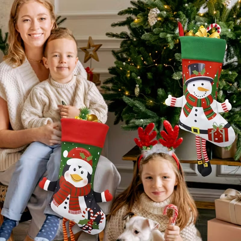 Christmas Stocking Set of 4 – Santa, Snowman, Reindeer & Penguin