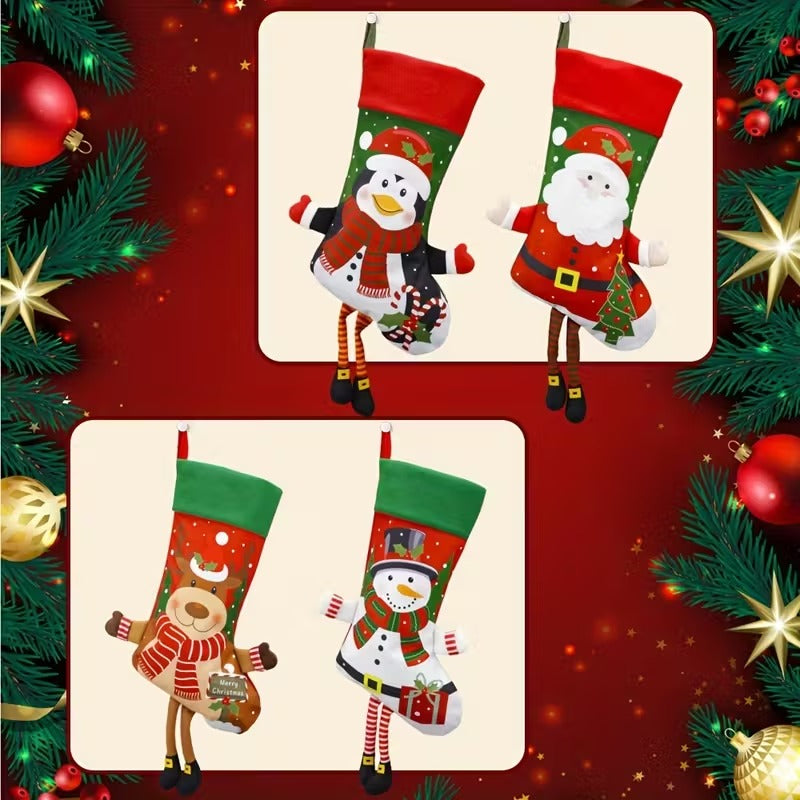 Christmas Stocking Set of 4 – Santa, Snowman, Reindeer & Penguin