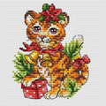 Little Christmas Tiger with Gifts - PDF Cross Stitch Pattern