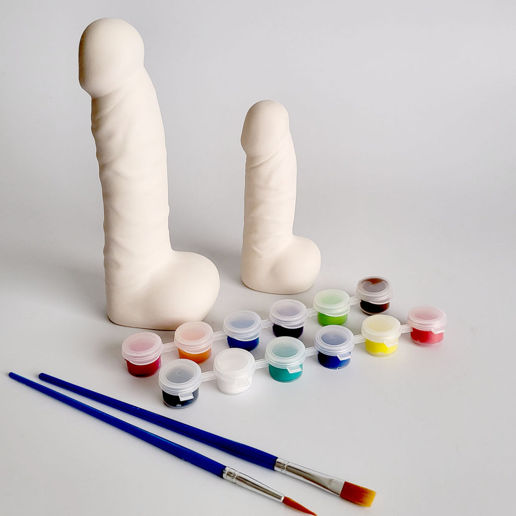 Ceramic penis with paints - bachelorette coloring kit
